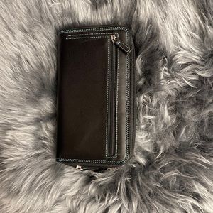 BelArno double zip wallet, black w/rainbow lining